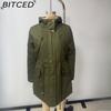 BITCED Autumn/Winter Women's Cotton Coat Solid-Colour Hooded Parka Thick Cotton Coat with Fleece Lining