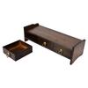 Monitor Stand Bamboo Heightened Non Absorbent Computer Riser with Backplane 3 Drawers for Home