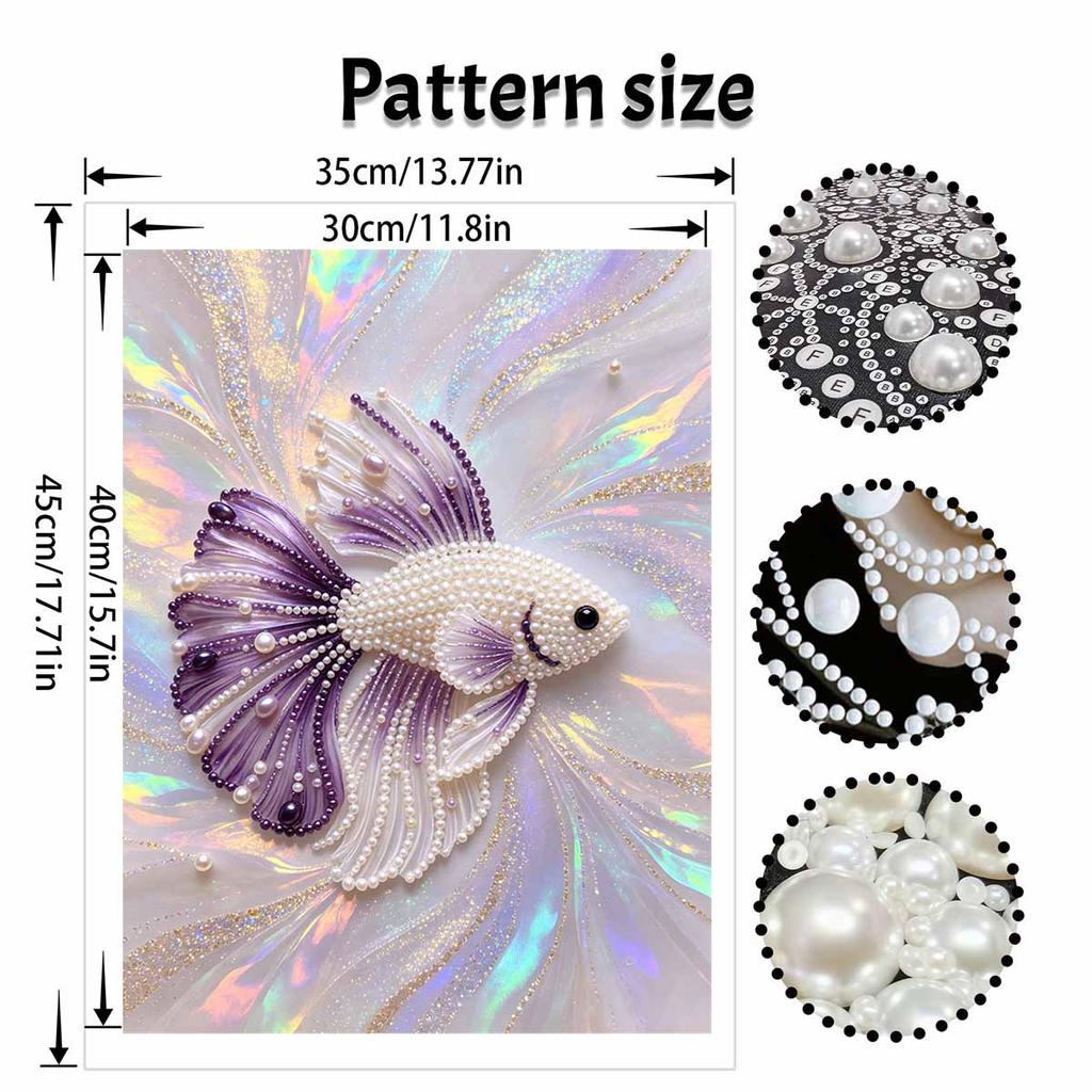 Betta Fish Pearl Kit DIY 5D Rhinestone Art Craft for Adults and Kids Home Party Decoration Handmade Gift
