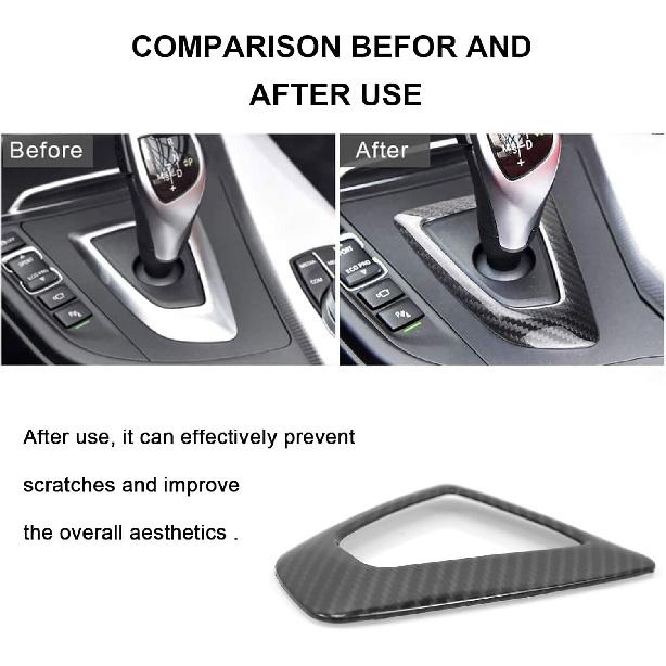 RYANSTAR RACING Carbon Fiber Gear Shift Knob Panel Frame Cover Sticker Interior Trim Compatible with BMW F20 F21 F22 F23 F30 F34 F35 F32 F33 F36 1 2