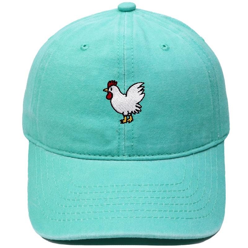 Fun Cock Embroidered Baseball Cap Animal Washed Vintage Daddy Hat Men's and Women's Casual Outdoor Sun Hat