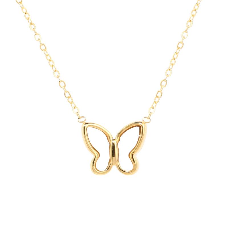 European and American Retro Imitation White Shell Butterfly Necklace Collarbone Chain Female Short Chain
