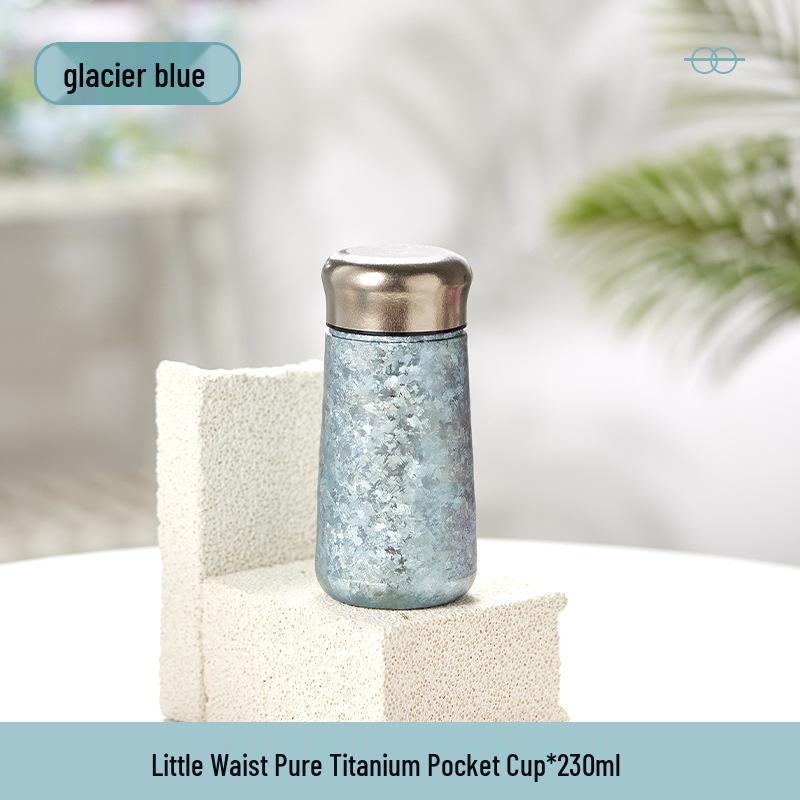 Pure Titanium Slim Waist Insulated Tumbler - Compact Tea & Water Separation Cup