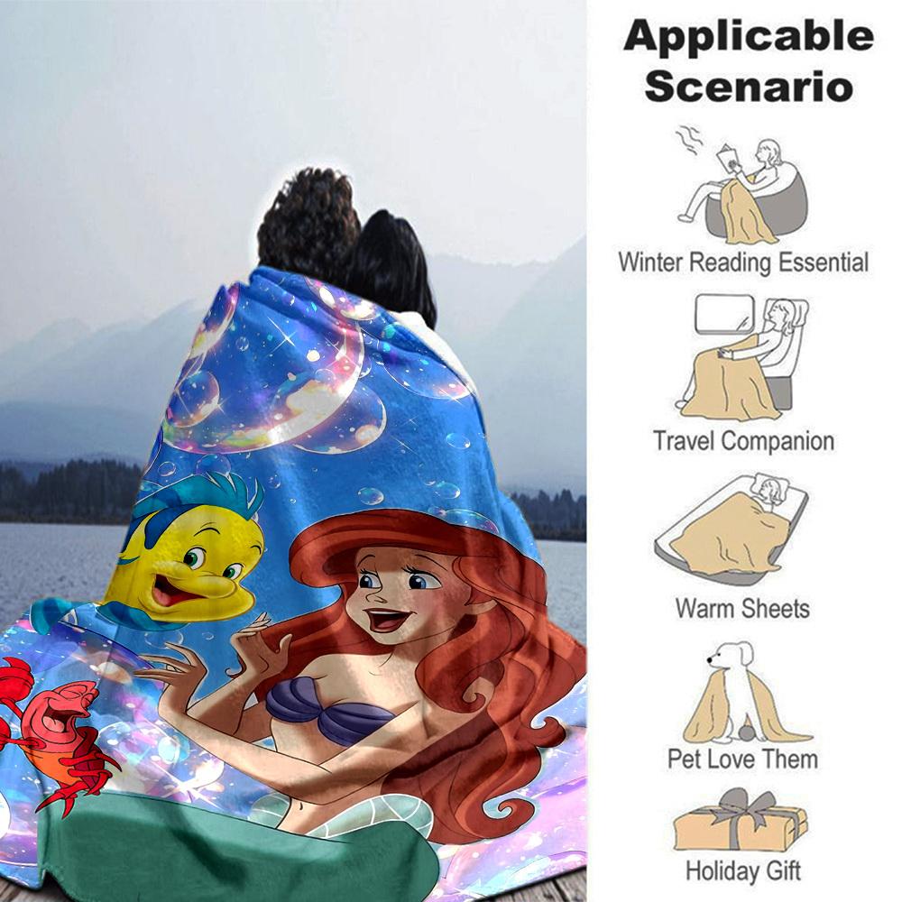 1 Stück Ariel Flunder Decke Leichte Flanell-Kuscheldecke für Sofa Bett Reise Camping Wohnzimmer Büro Couch Sessel