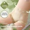 Ladies Summer Lace Camellia 10A Antibacterial Mulberry Silk Extended Crotch Ice Silk High Waist Belly Triangle Briefs