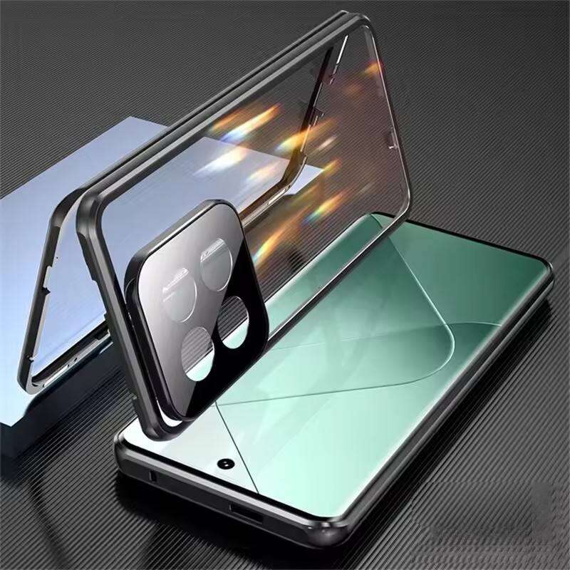 Magnetic Case for Xiaomi 15T 14 15 Pro Ultra with Metal Frame Double Sided Tempered-Glass Full Lens Protection Cover Phone Bumpers