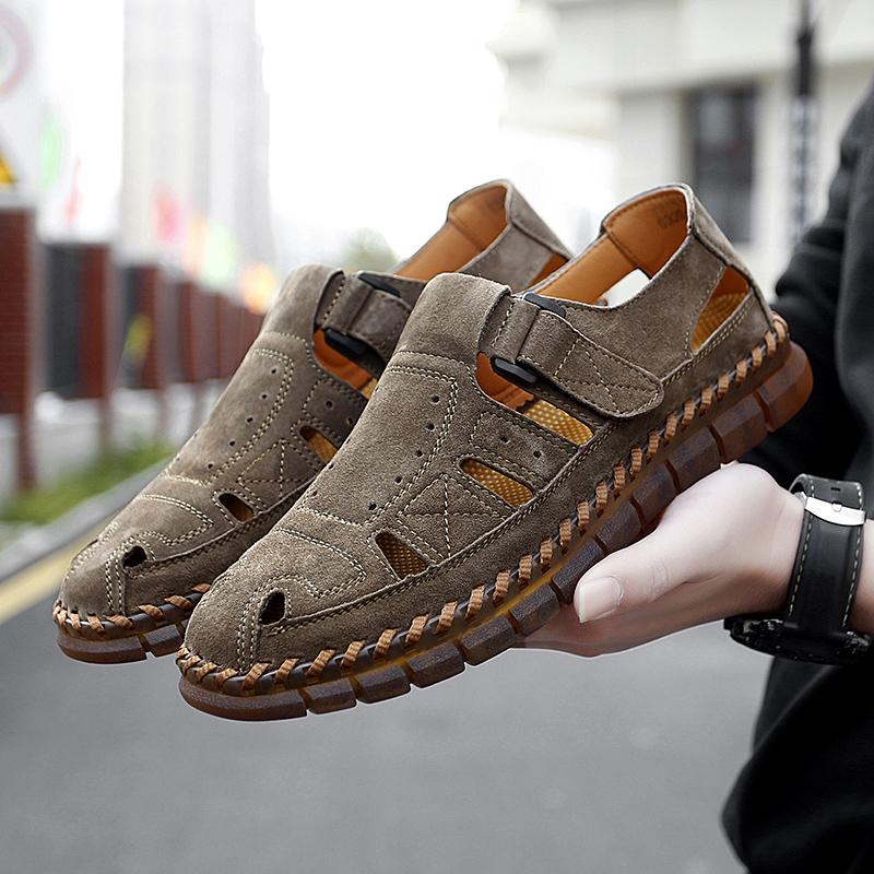 Fashion Summer New High Quality Designer Leather Breathable Comfort Shoes Fashionable Outdoor Men's Casual Handmade Sewn Leather Shoes