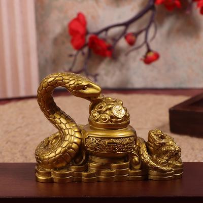 1 Stück Gold Feng Shui Schlange Kröte Statue Figur Münze Geld Reichtum Glück Zuhause Direktor AVE