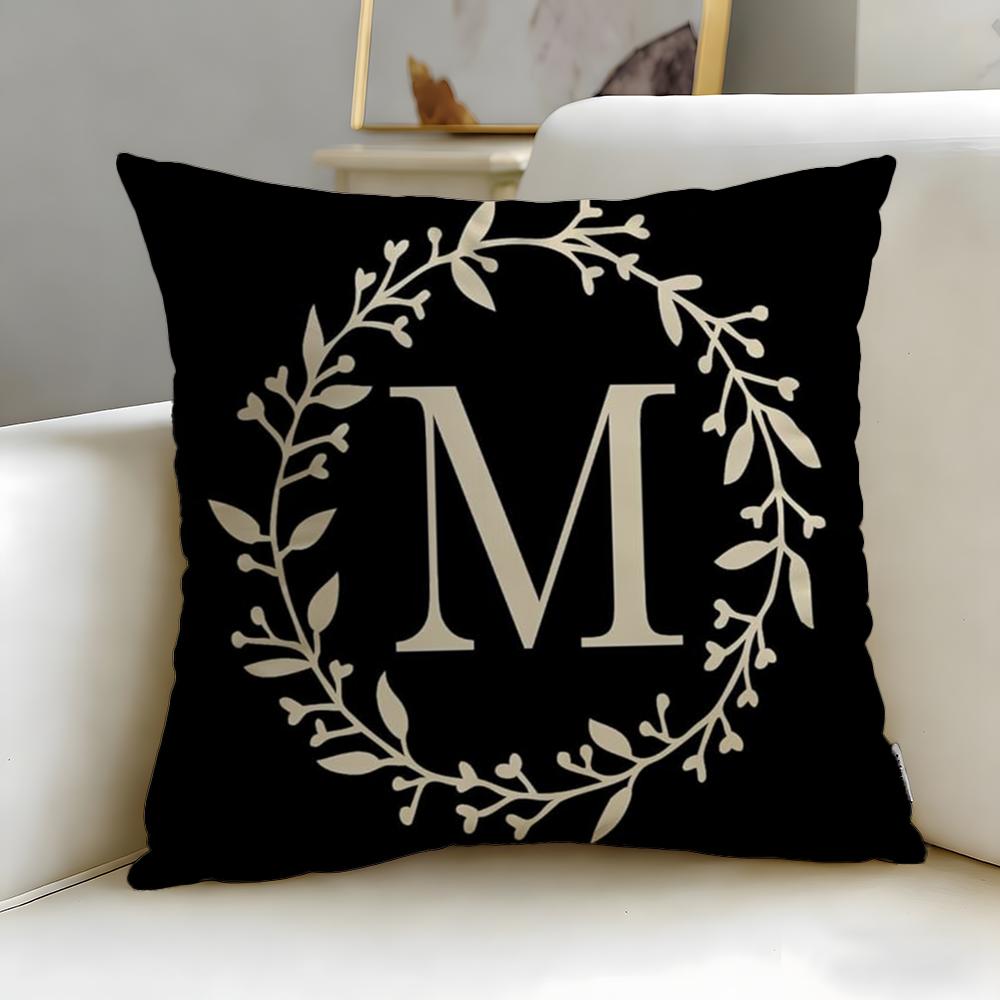 Classic Pattern Monogram Cushion Cover Soft & Easy-Wash Pillow Case – Versatile for Couch, Bed, Travel and Office