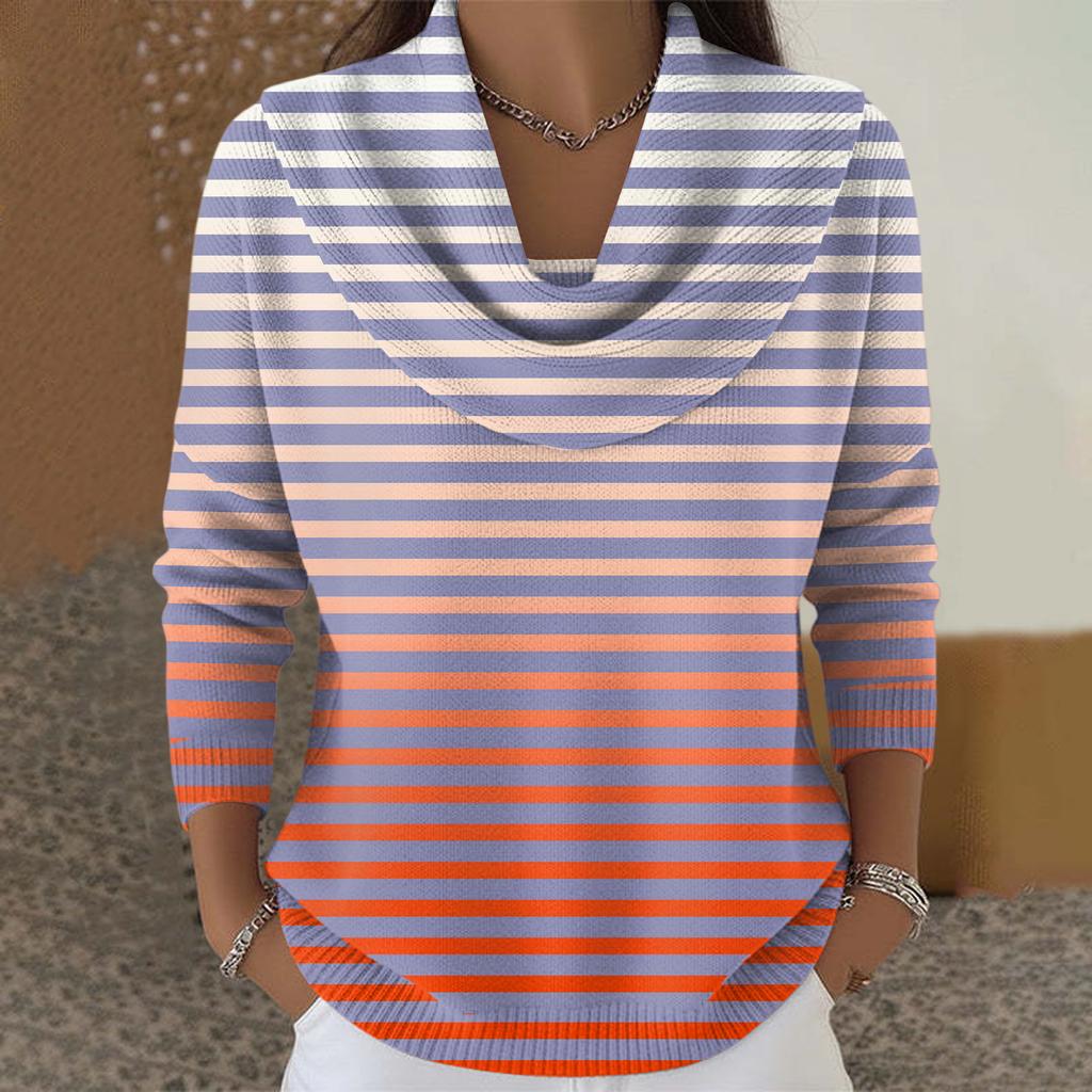 סוודר עליון לנשים, קז'ואל ואופנתי, צווארון עגול, שרוולים ארוכים, מודפס