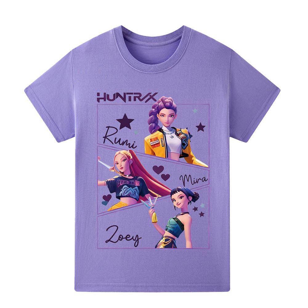 A1241 Kinder Jungen Mädchen Kpop Rumi Zoey Mira Print Kurzarm T-Shirt
