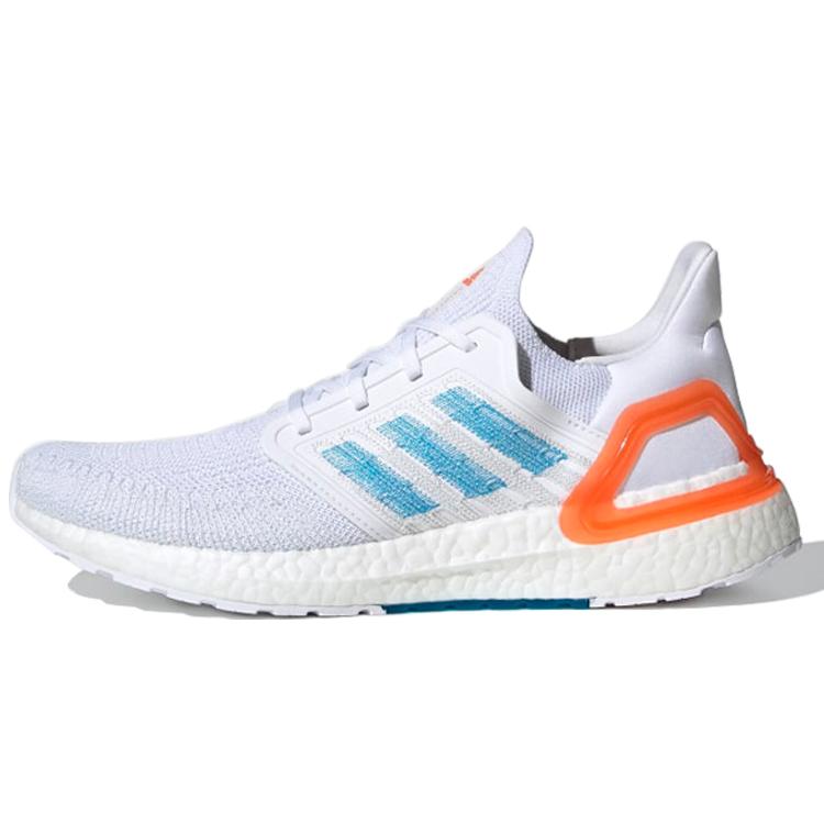 New Adidas Ultra Boost 20 White Sharp Blue True Orange EG0768