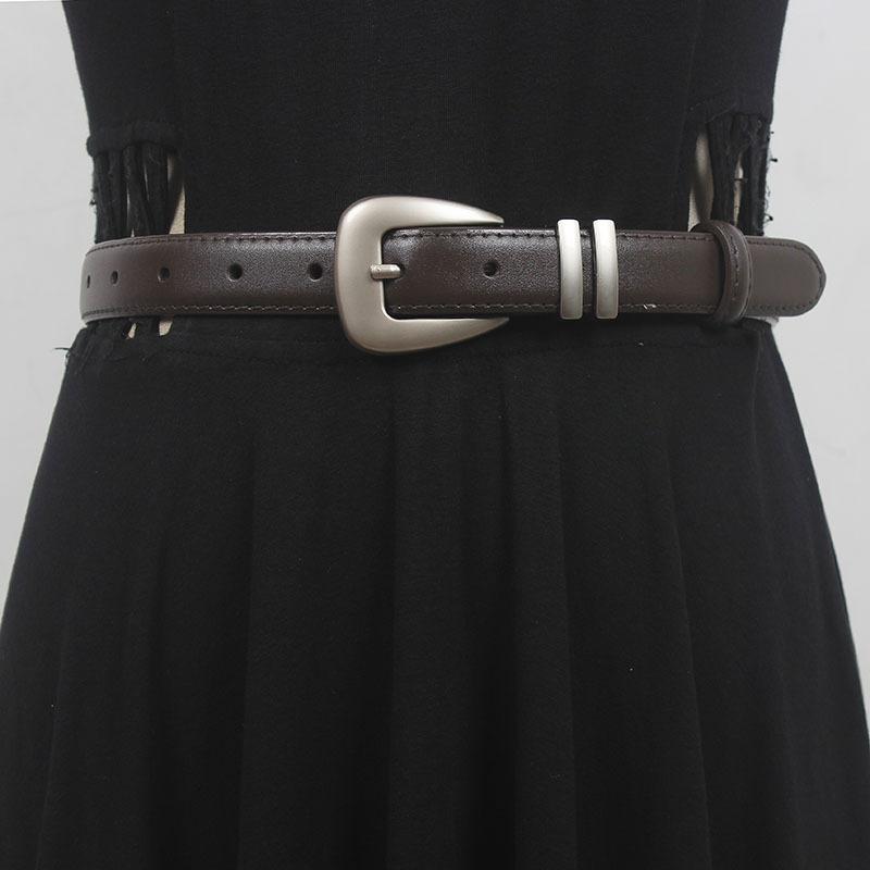 Old silver buckle women s genuine leather belt heavy industry niche style design american retro cowhide women s easiest for match belt