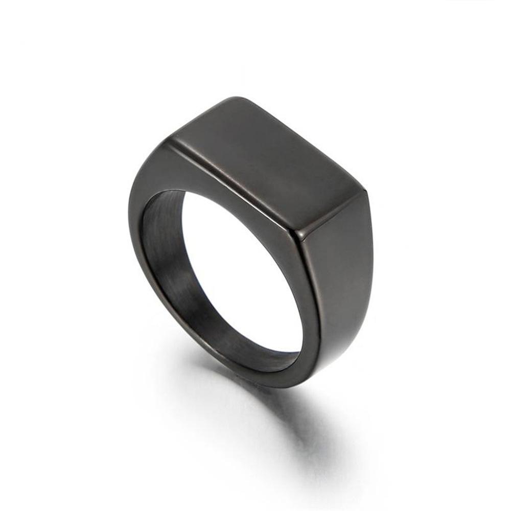 

1pc Alloy Simple Glossy Rings with Rectangular Decor, Exquisite Men s Accessory Jewelry 7 чёрный
