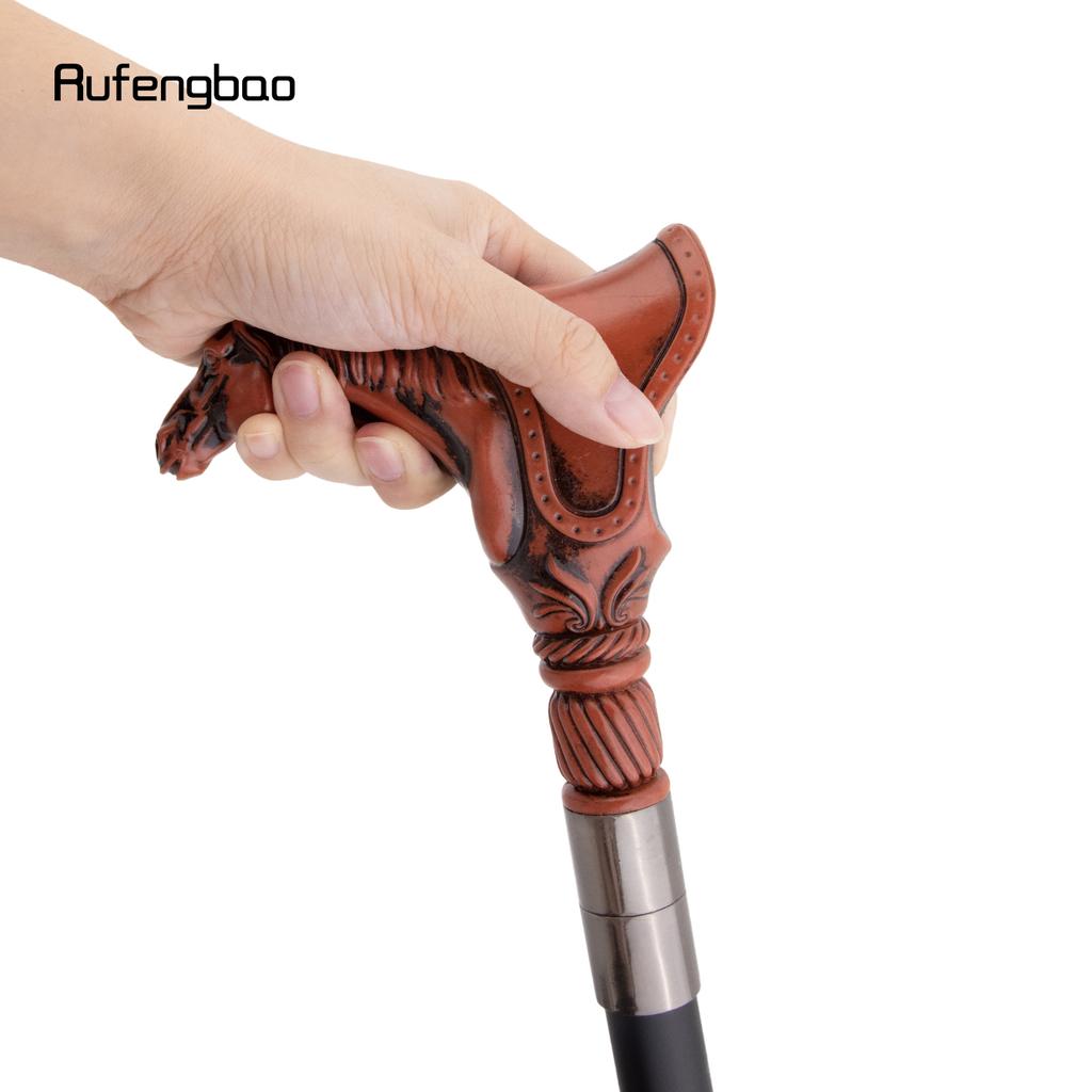 Red Resin Horse Head Animal Fashion Walking Stick Decorative Cospaly Vintage Party Fashionable Walking Cane Crosier 94cm
