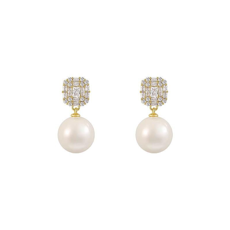 S925 Silver Needle Pearl Geometric Earrings For Women Light Luxury Fashion Ear Jewelry