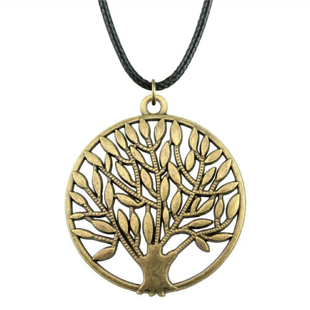 Antieke Levensboom Hanger Ketting Natuur Boho Statement Sieraden 45cm Leren Ketting