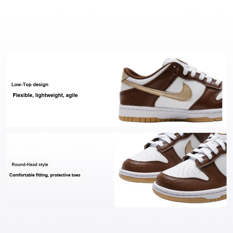 Детские кроссовки Nike Dunk Low GS Cacao Wow Metallic Gold, коричнево-белые HM3725-171 36