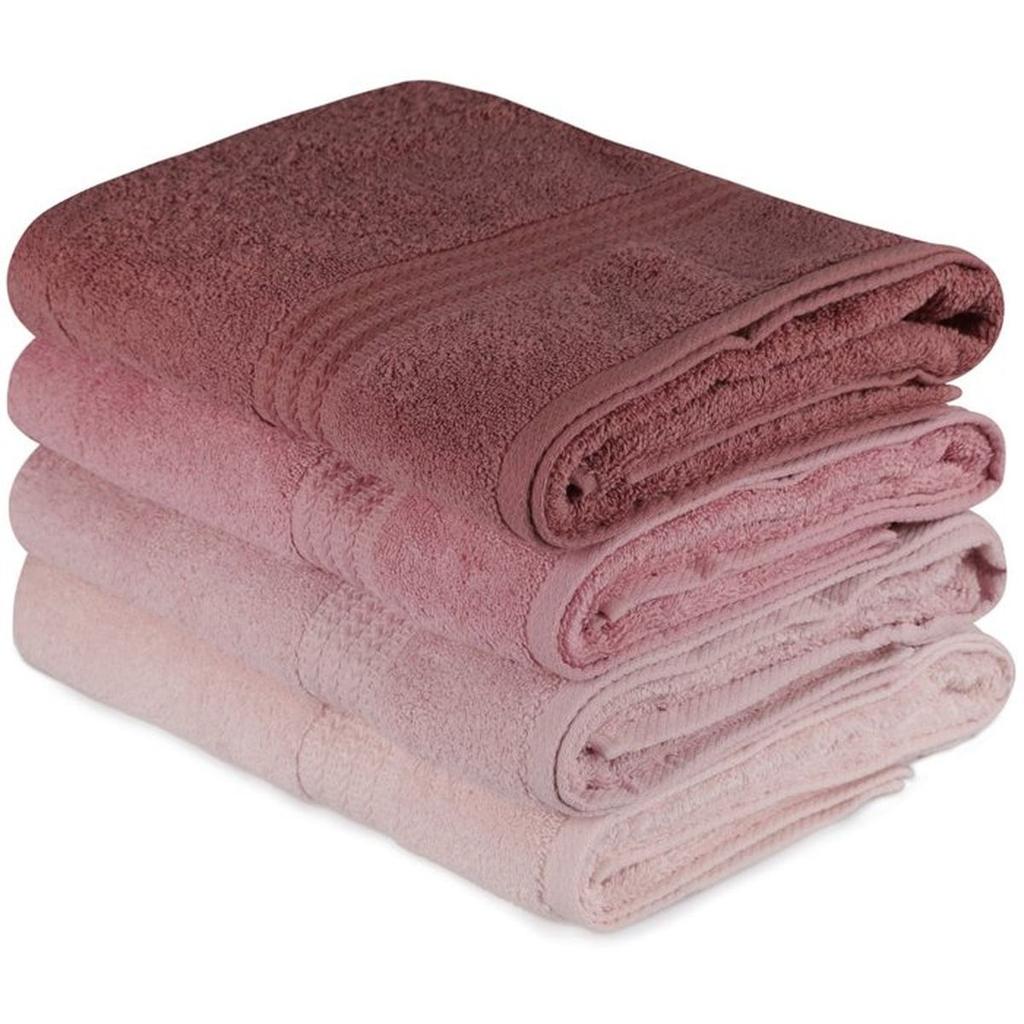 Ensemble de 4 serviettes de bain - 70 x 140 cm - Poudre