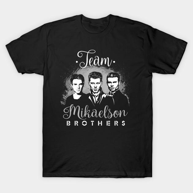 

Men Black Print T-shirt Team Mikaelson Brothers No-Cut Transfer Paper Print Cotton Tshirt 3XL чорний