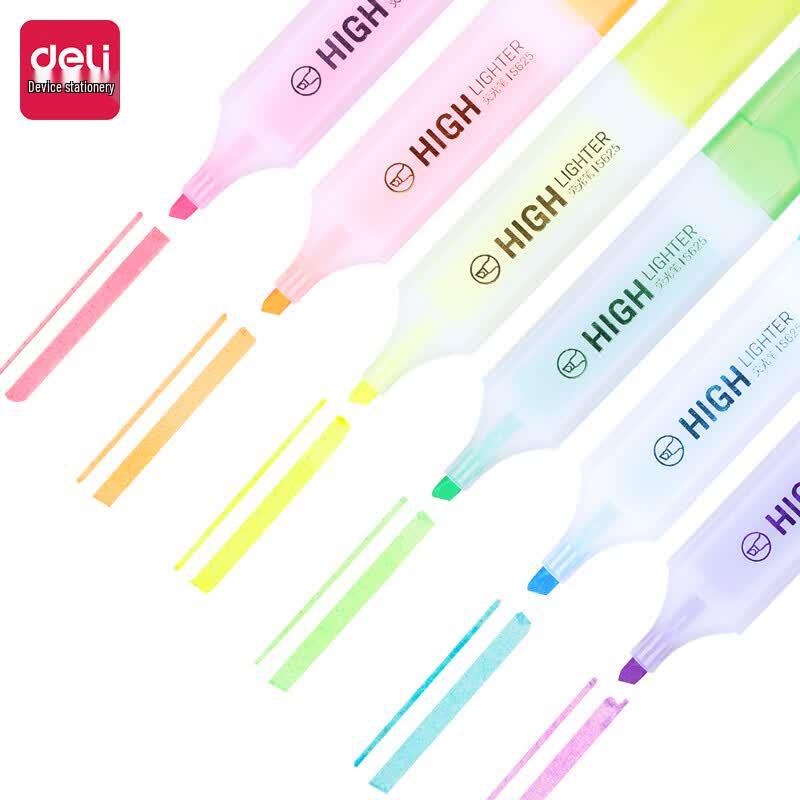 Deli S628 6-Color Chisel Tip Highlighter Set