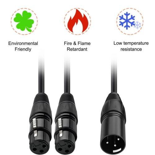 Xiatiaosann XLR Splitter Cable, Microphone Cable, XLR 3-Pin Male to Dual XLR Female Splitter, Y Splitter DMX Cable Patch Cord, XLR Jack to Two XLR Plu