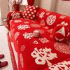 Chinese-Style Wedding Sofa Throw Blanket Full Coverage Anti-Cat Scratch Pet-Proof Non-Slip Fluffy Sofa Blanket Living Room Mats