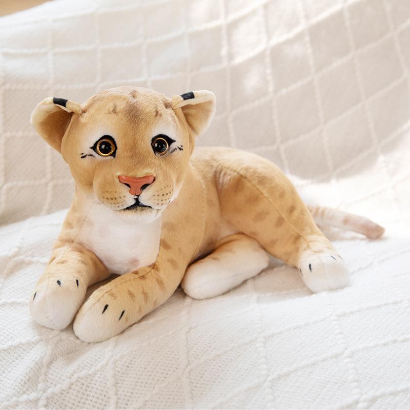 Simulation Cute Wild Animal Doll Small Leopard Tiger Lion Plush Toy Sitting Lying Sanding Pushie Gift