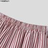 INCERUN Men Elastic Waist Casual Loose Striped Wide Leg Trousers Long Palazzo Pants