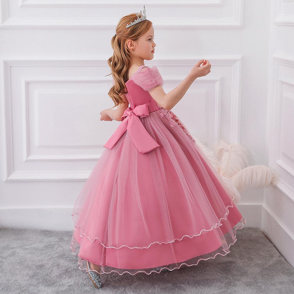 Girls' Evening Dress with 3D Flowers - Princess Catwalk Performance Costume