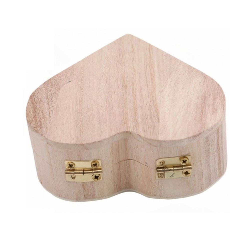 Wooden Heart-shaped Tea Cake Storage Box Children s DIY Clay Wooden Box Wooden Heart-shaped Jewelry Box 9x10x4cm