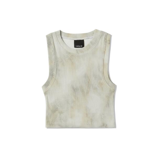 Baekssi Tiedye Ribbed Sleeveless Top_Beige Free