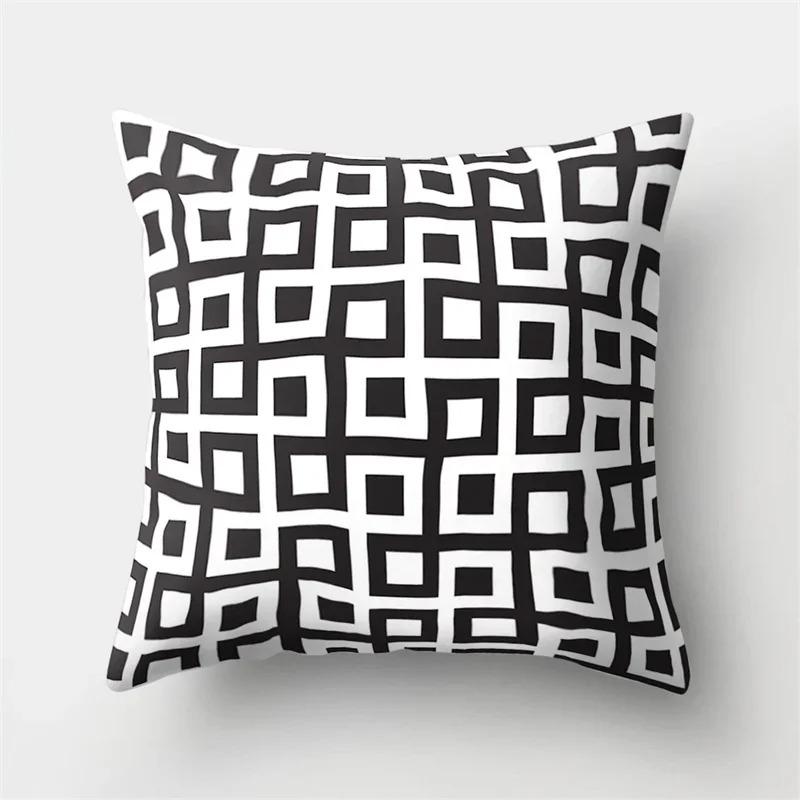 Simple Black and White Geometric Art Pillowcase Car Ornaments Office Living Room Home Pillowcase