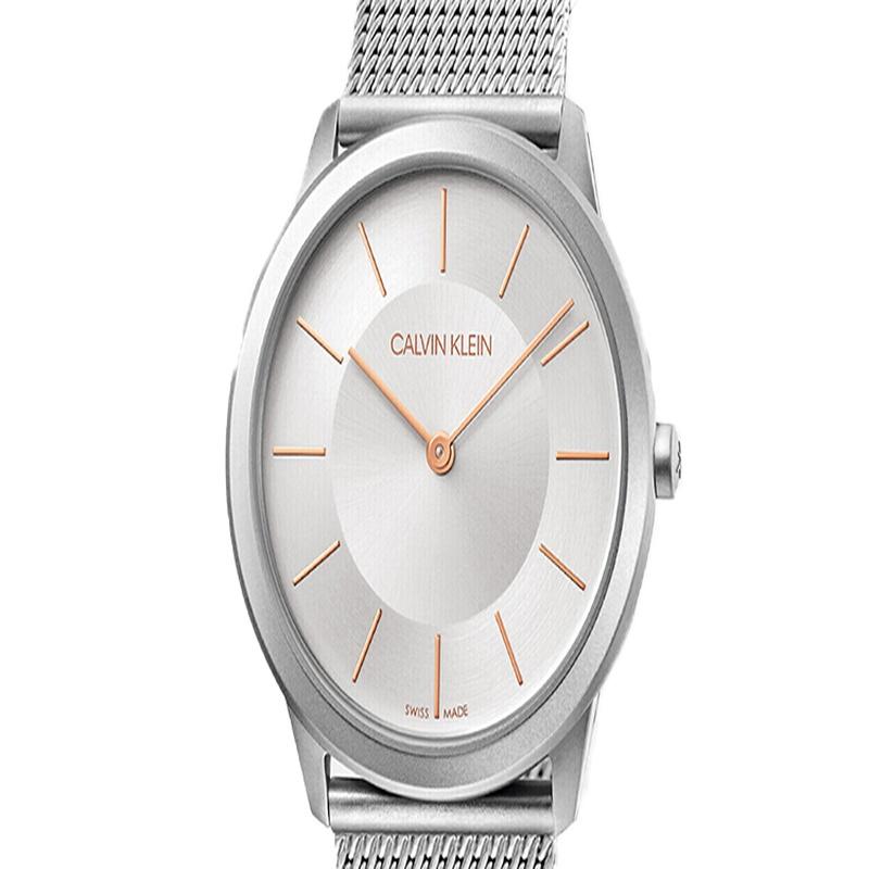 Calvin Klein Quarz Uhr Quarzwerk Edelstahl Armband 36mm Silbernes Zifferblatt Gleicher Stil für Männer und Frauen 30 Meter Wasserdicht K3M521Y6