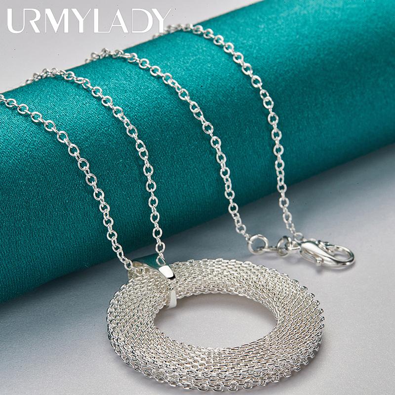 925 Sterling Silver Round Circle 16/18/20/22/24/26/28/30 Inch Pendant Necklace For Women Wedding Party Fashion Jewelry