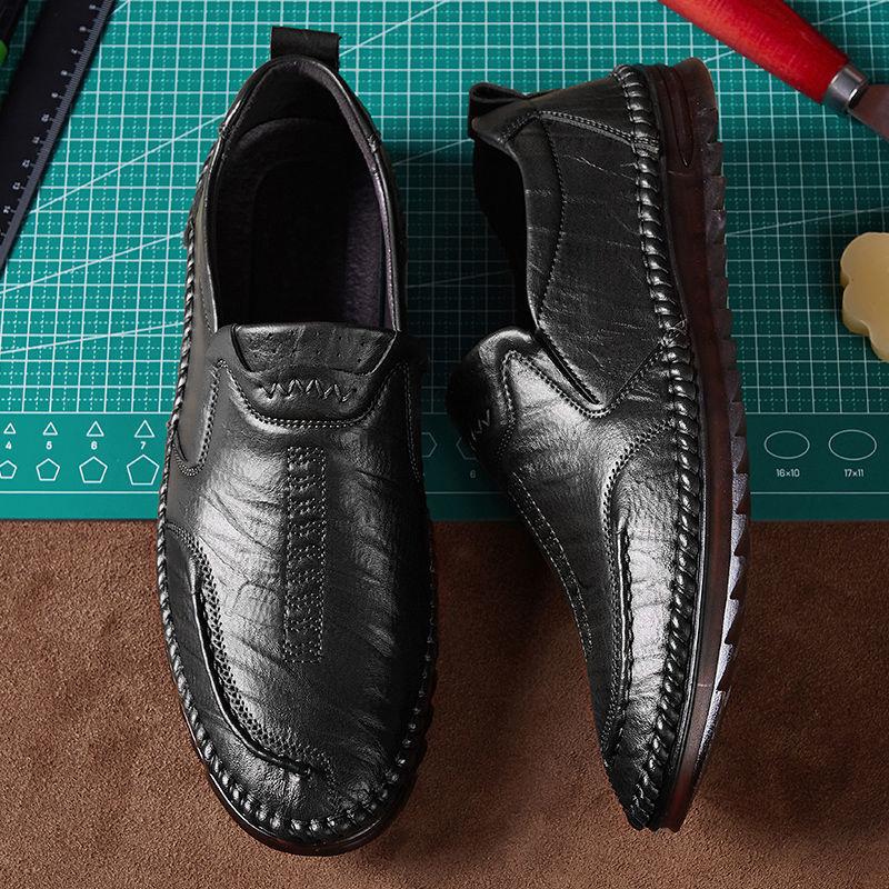 

2025 new business casual leather shoes breathable soft sole one pedal leather shoes British men s low-top casual men s leather shoes 44