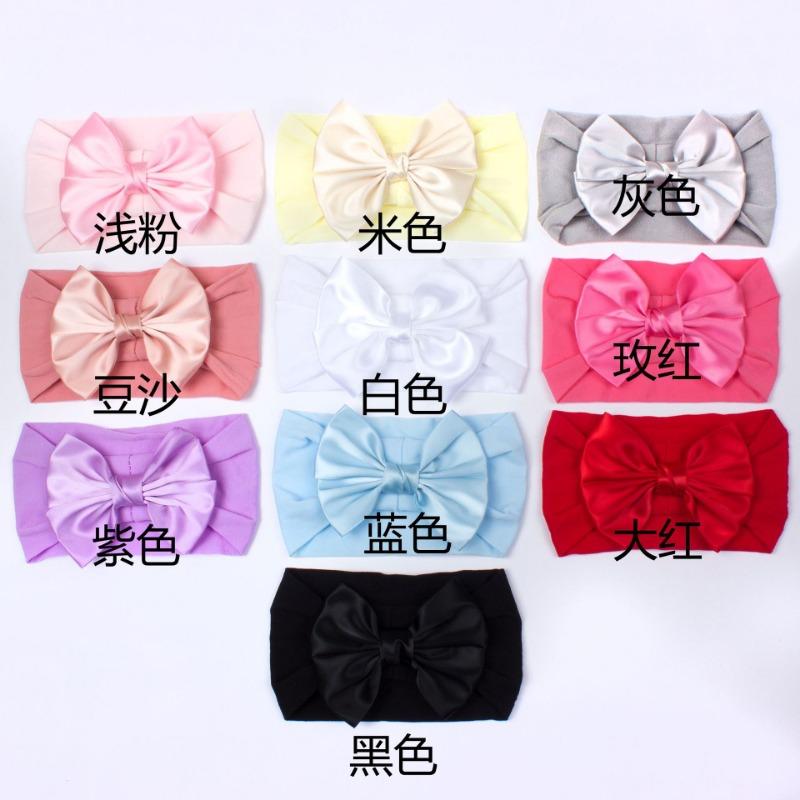 New soft nylon children's hair accessories, baby wide-edge bow elastic headscarf, baby headband.