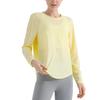 Women's Long-Sleeve Quick-Dry Yoga Top: Nude Open Back, Breathable, Loose Fit, Sun Protection for Running and Fitness.