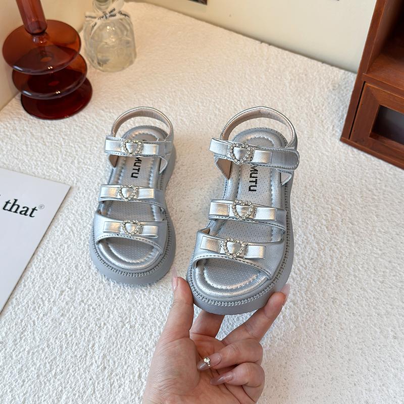 New Arrival Fashion Summer Kids Outwear Shoes Rhinestones Bow Princess Baby Girls Sandals