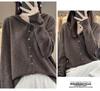 Women's 100% Wool Hooded Cardigan - Versatile Autumn/Winter Pure Color Knit Jacket