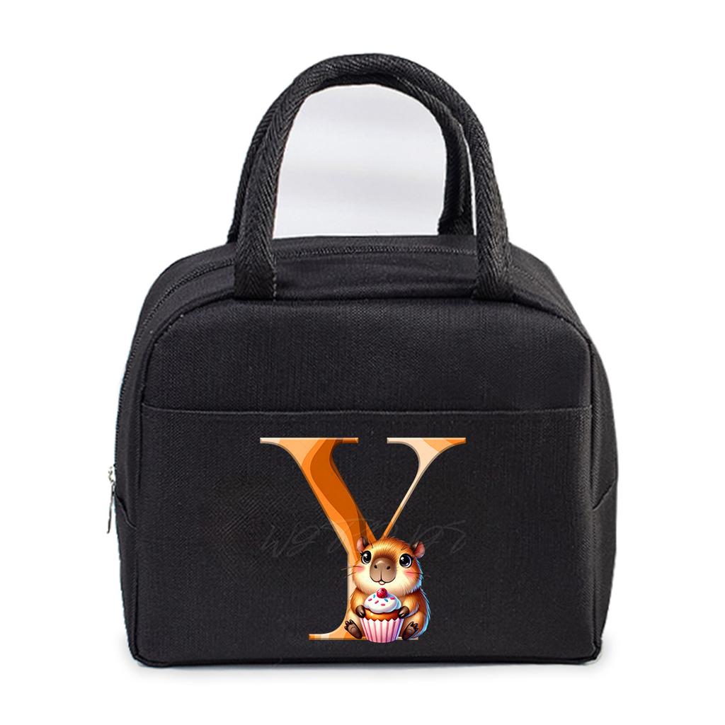 Office worker small portable lunch bag Oxford cloth letter student large portable bento bag