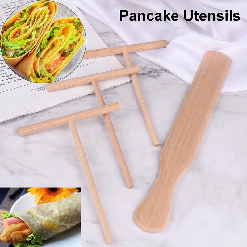 Buy 4Pcs Pancake Utensils Wooden Crepe Spreader Tortilla Rake Batter