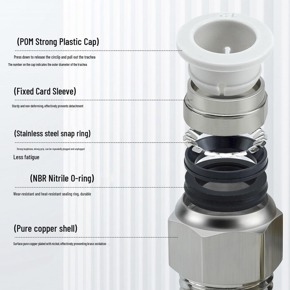 PC8-02 Nickel-Plated Pneumatic Quick Connector for Soft Copper Air Hose