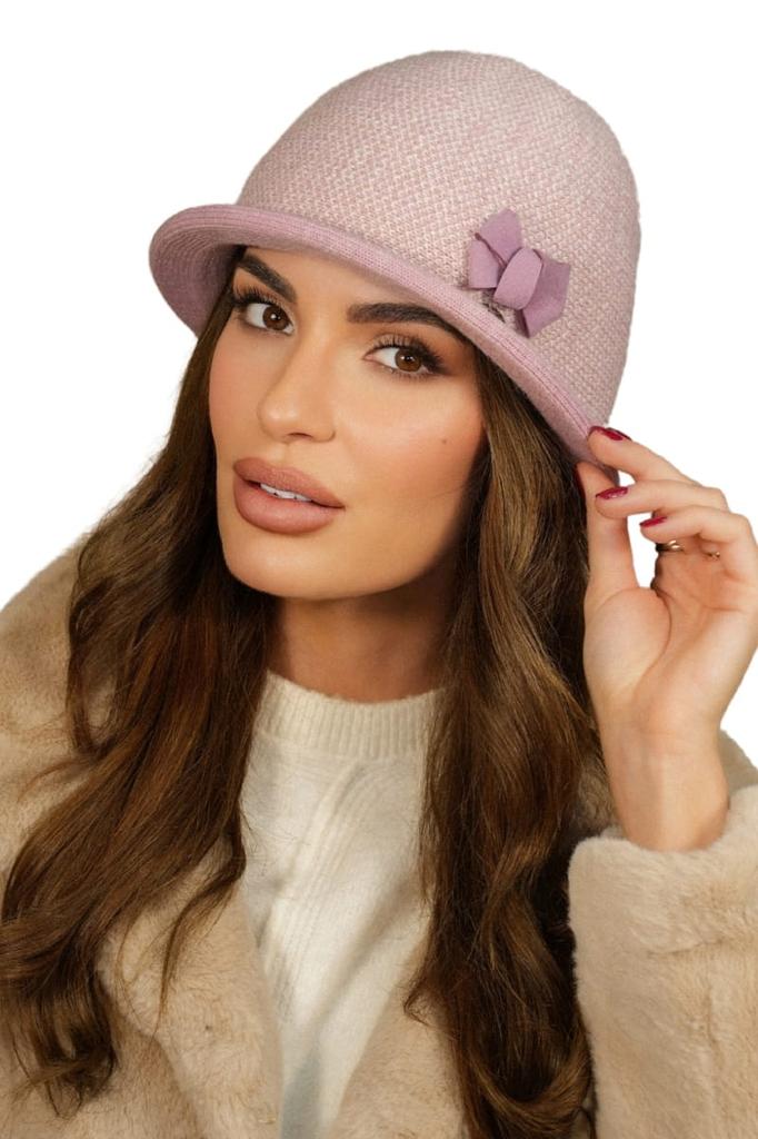 Women' Houndstooth Winter Hat Dark Pink Kamea-Dante