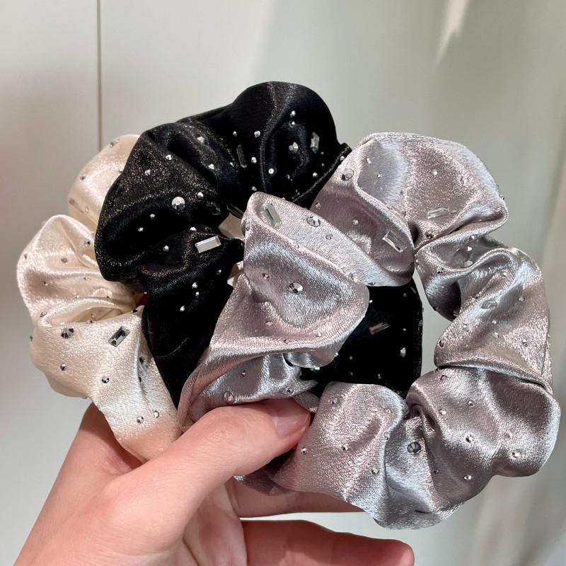 Luxurious Korean-Style Rhinestone Hair Tie with Imitation Silk Ribbon, Starry Headband, and Hair Bun Accessory
