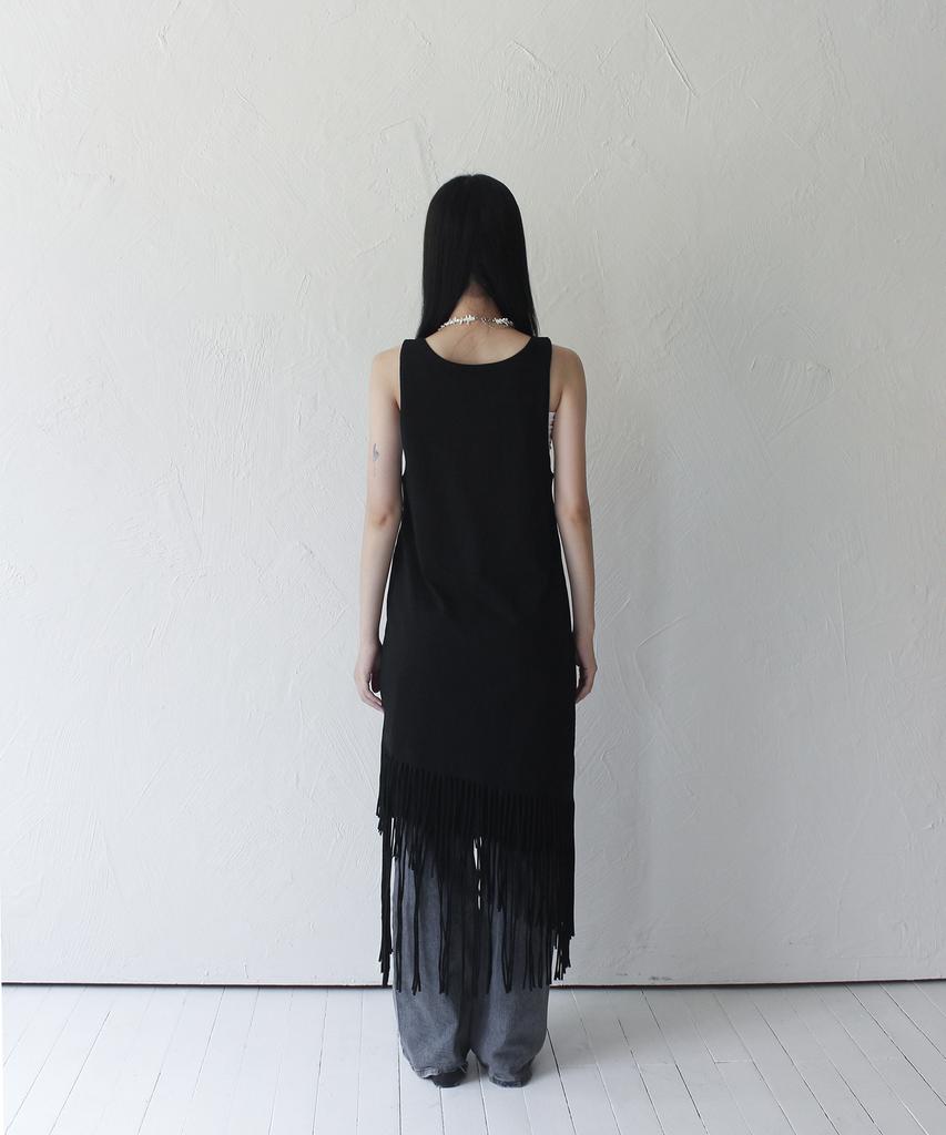 RUBATI Layered Fringe Jersey Dress_Black