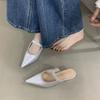 French Inner Heightening Pointed Toe Bag Head Half Slippers Women'S Outer Wear Spring And Summer Muller Shoes Mary Jane Sandals