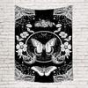 Flower and Butterfly Vertical Tapestry, Black and White Aesthetic Tarot Wall Tapestry, Moon and Stars Floral Tapestries Bedroom