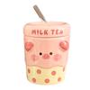 Cute Polka Dot Animal Ceramic Straw Cup with Lid Children's Household Cup  Girly Heart Creative Gift Souvenir