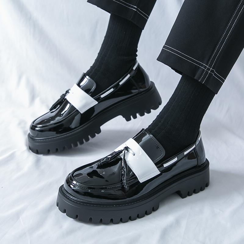Designer New Men's Leather Height Increasing Casual Shoes Male Mix Color Tassels Loafers Formal Flats Dress Footwear
